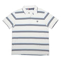 CHAPS Mens White & Blue Striped Short Sleeve Polo Shirt L Cotton Casual