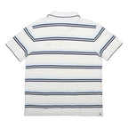 CHAPS Mens White & Blue Striped Short Sleeve Polo Shirt L Cotton Casual