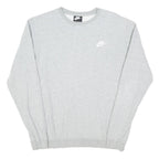 NIKE Mens Grey Cotton Blend Crew Neck Sweatshirt M Classic Logo Sportswear