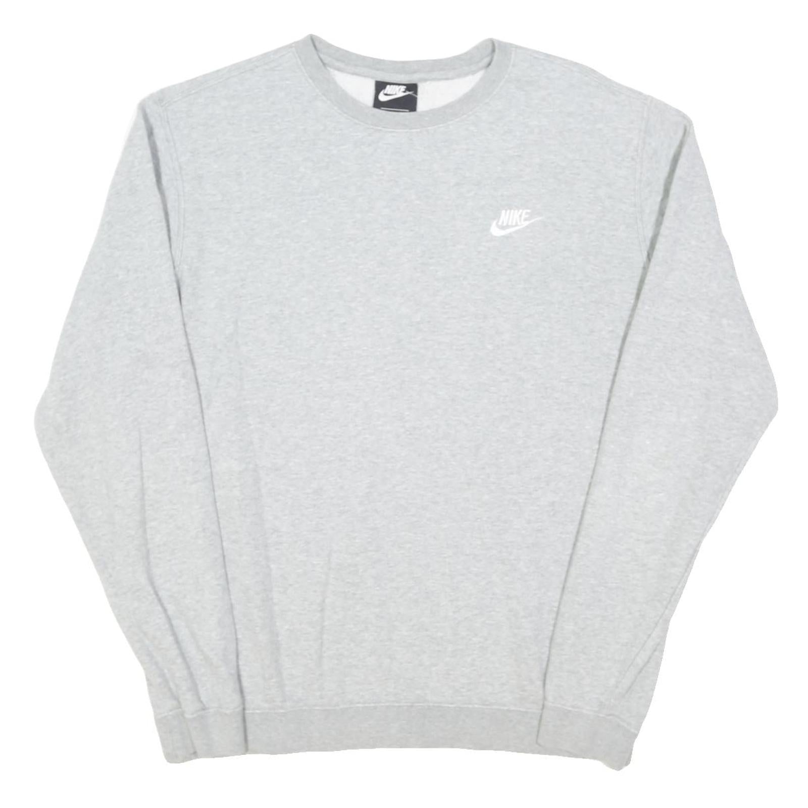 NIKE Mens Grey Cotton Blend Crew Neck Sweatshirt M Classic Logo Sportswear