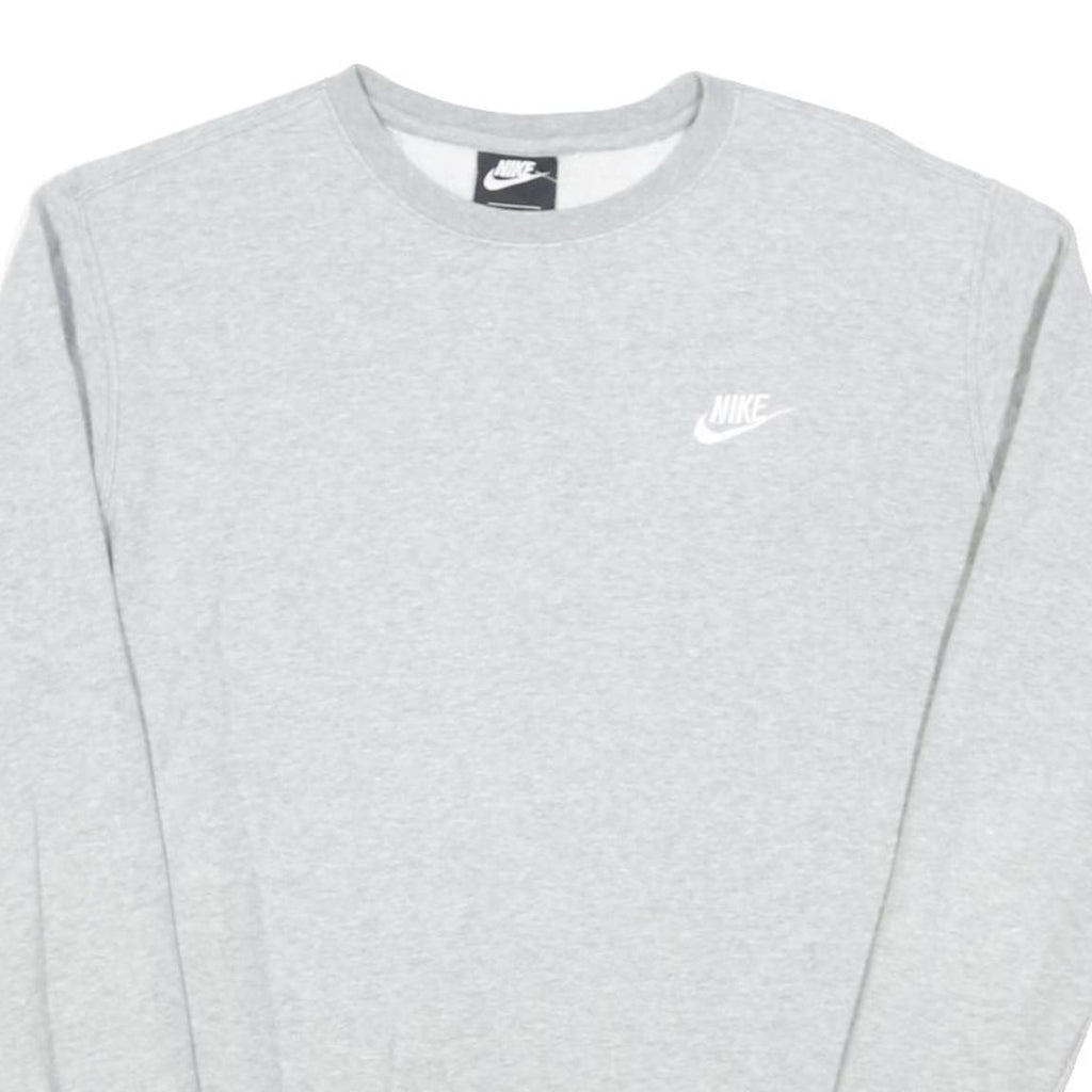 NIKE Mens Grey Cotton Blend Crew Neck Sweatshirt M Classic Logo Sportswear
