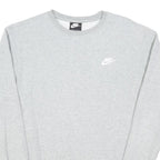 NIKE Mens Grey Cotton Blend Crew Neck Sweatshirt M Classic Logo Sportswear