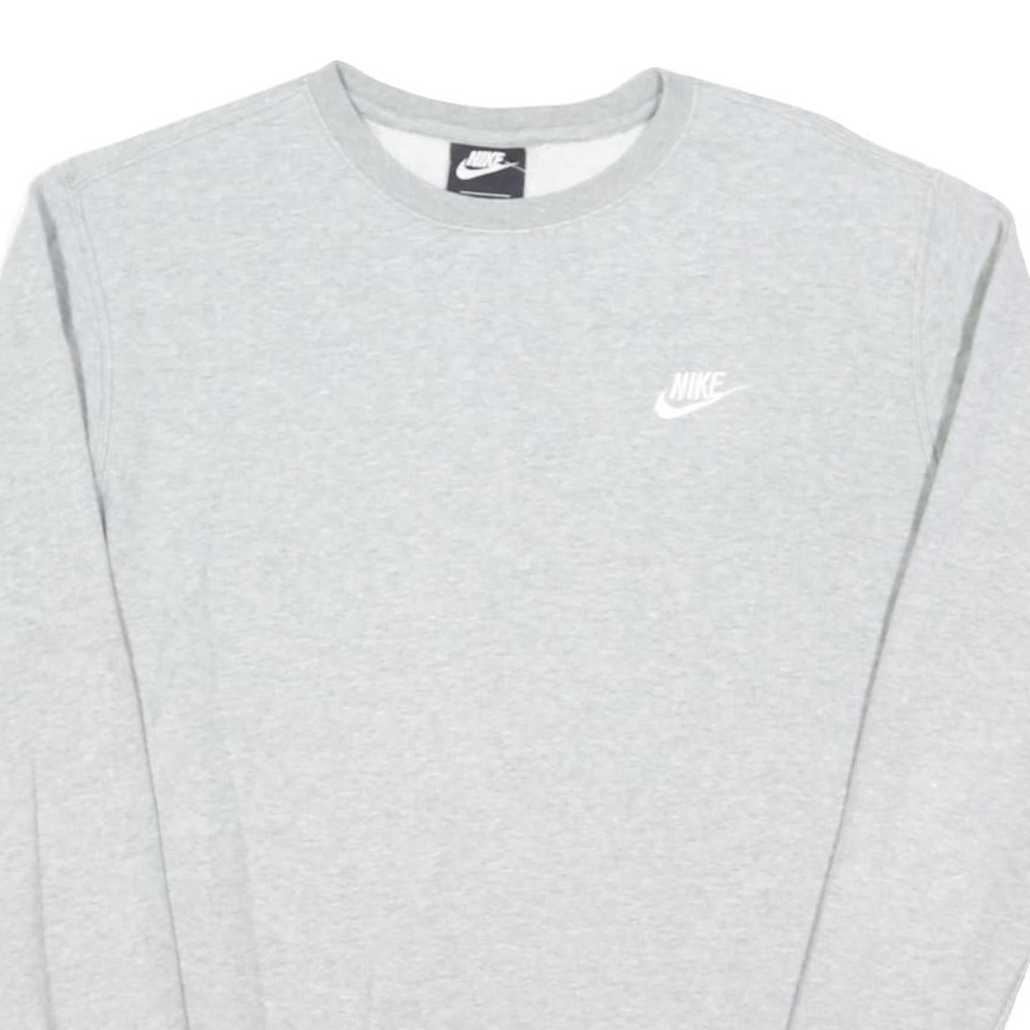 NIKE Mens Grey Cotton Blend Crew Neck Sweatshirt M Classic Logo Sportswear