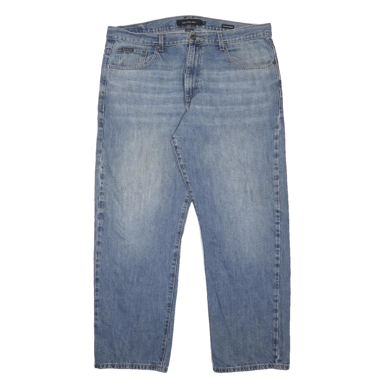 CALVIN KLEIN JEANS Mens Relaxed Denim Light Blue Cotton W38 L30 Casual Zip Fly