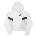 NIKE Womens White & Navy Pullover Hoodie M Cotton Blend Sportswear Sweatshirt
