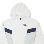 NIKE Womens White & Navy Pullover Hoodie M Cotton Blend Sportswear Sweatshirt