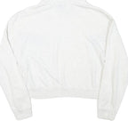 NIKE Womens White & Navy Pullover Hoodie M Cotton Blend Sportswear Sweatshirt