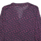 WHITE STUFF Womens Purple Printed Long Sleeve V-Neck Blouse UK 14 Cotton Blend