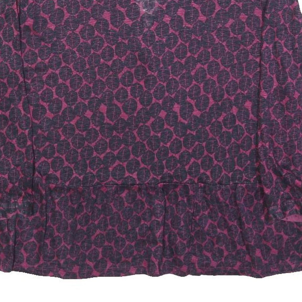 WHITE STUFF Womens Purple Printed Long Sleeve V-Neck Blouse UK 14 Cotton Blend