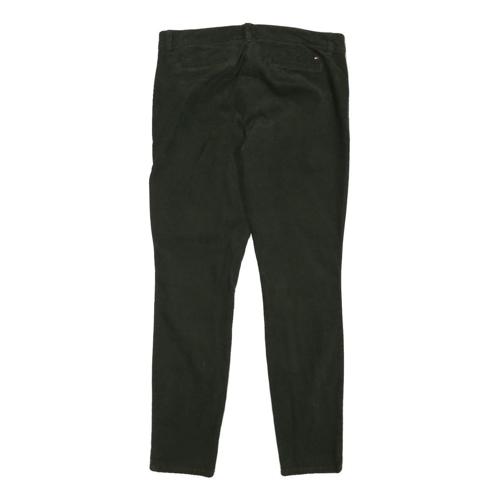 TOMMY HILFIGER Womens Cotton Blend Slim Dark Green Trousers W32 L29 Stylish Fit