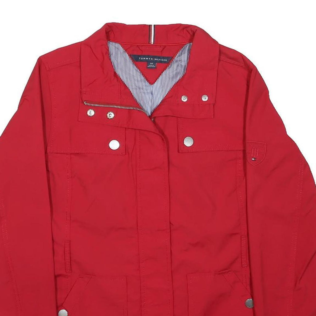 TOMMY HILFIGER Womens Red Jacket S Polyester Zip Plain Casual Lightweight