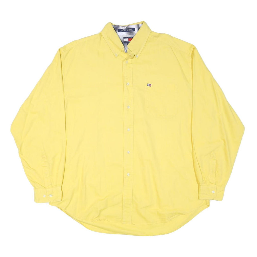 TOMMY HILFIGER Mens Yellow Cotton Blend Shirt 2XL Button Down Classic Fit