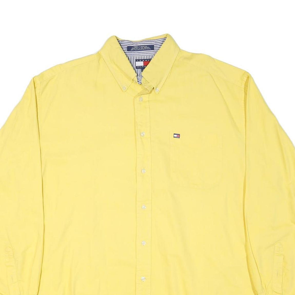 TOMMY HILFIGER Mens Yellow Cotton Blend Shirt 2XL Button Down Classic Fit