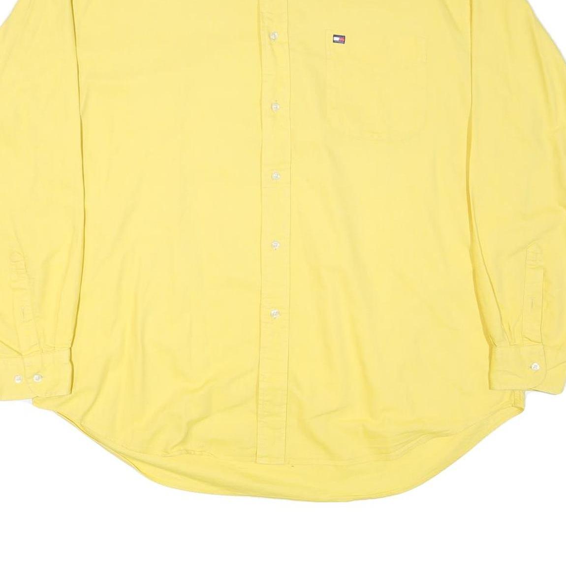 TOMMY HILFIGER Mens Yellow Cotton Blend Shirt 2XL Button Down Classic Fit
