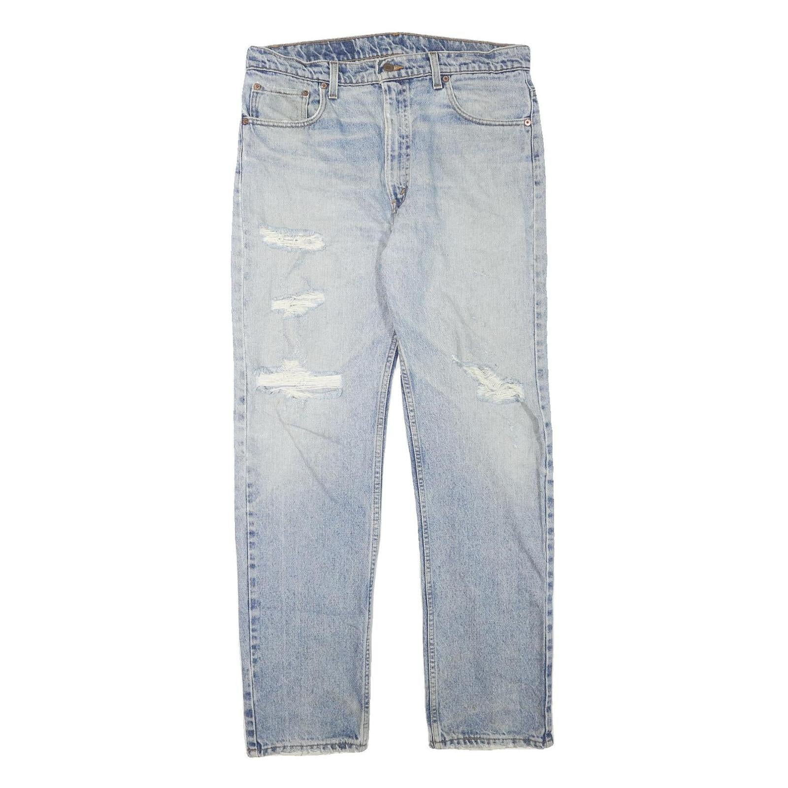 LEVI'S 505 Mens Regular Fit Straight Denim Light Blue W34 L31 Classic Cotton