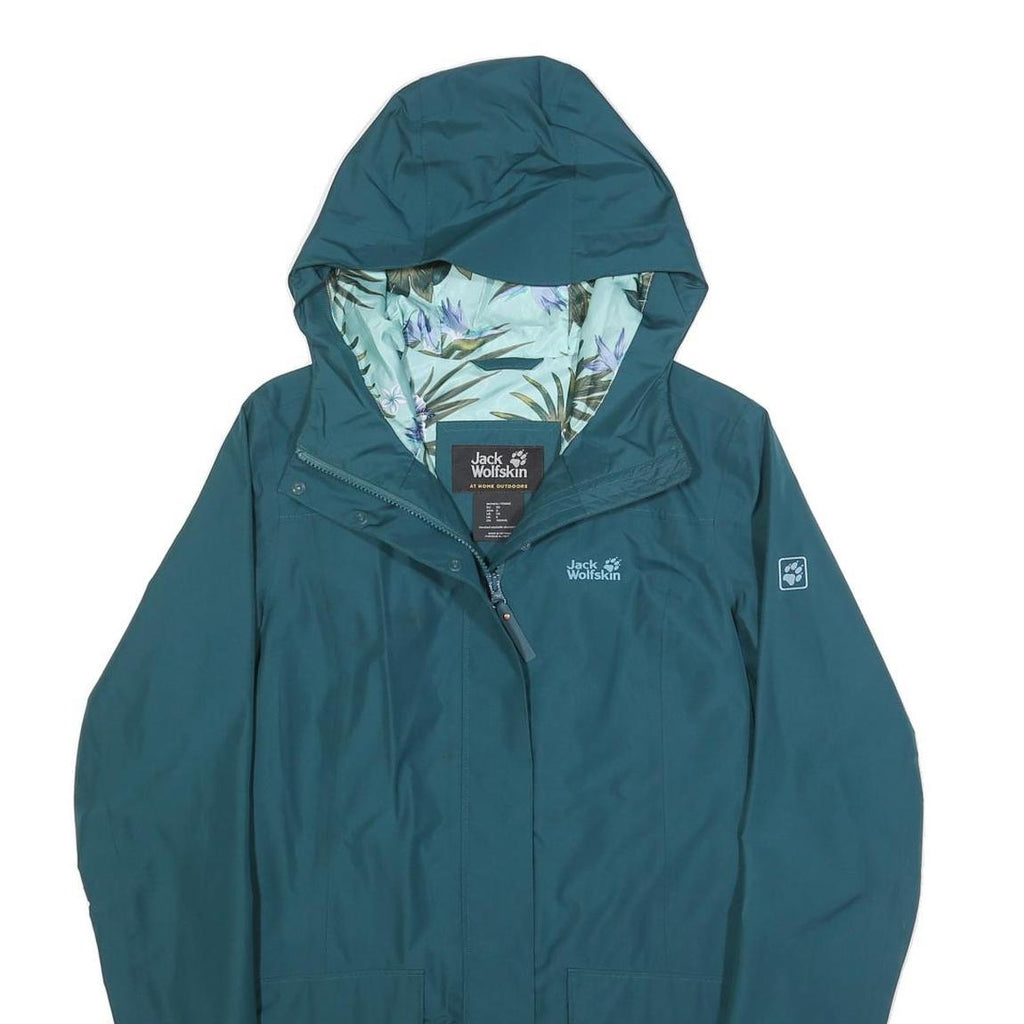 JACK WOLFSKIN Womens Blue Outdoor Jacket UK 6 Polyester Zip Hooded Essential