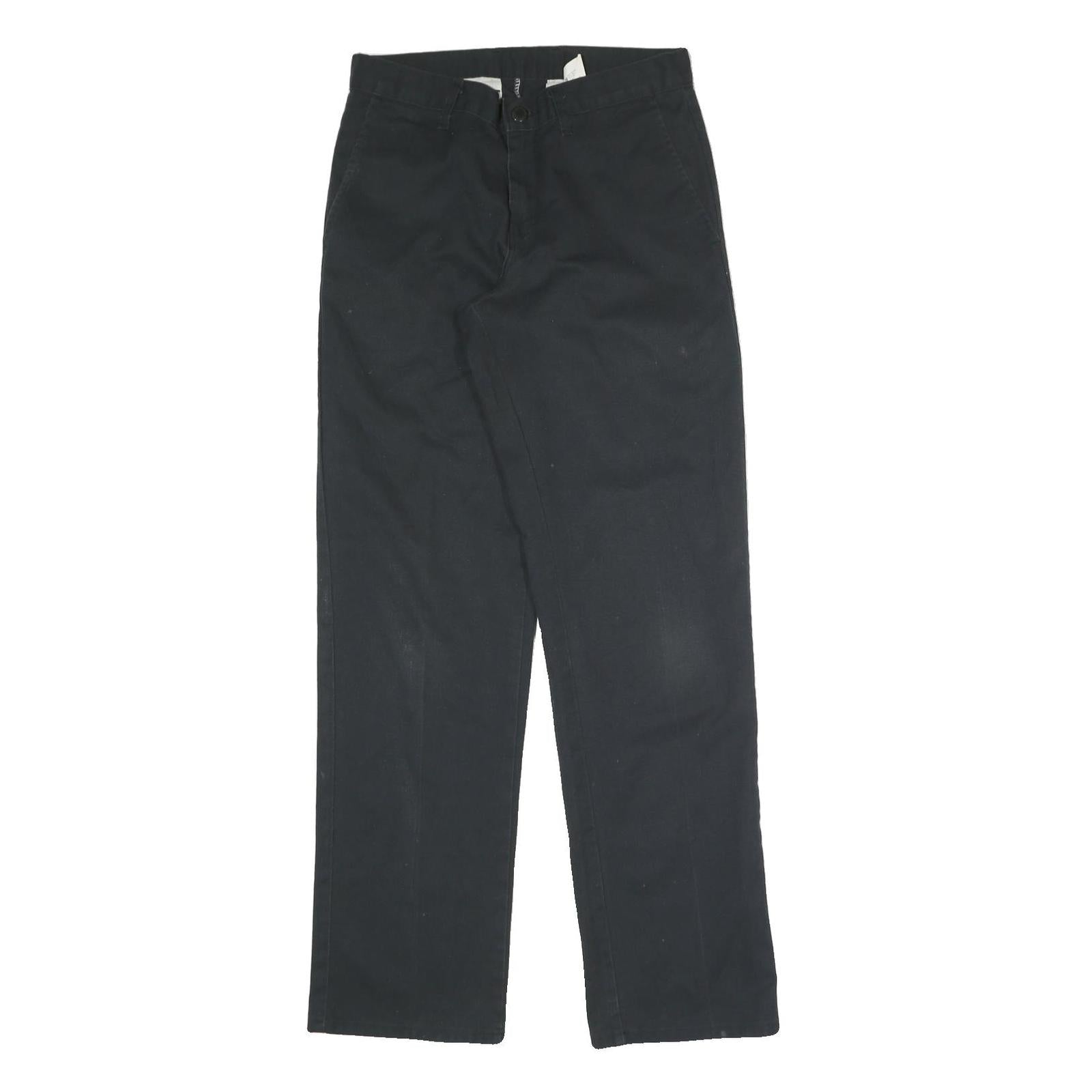 DICKIES Mens Cotton Black Regular Straight Trousers W28 L30 Classic Zip Closure