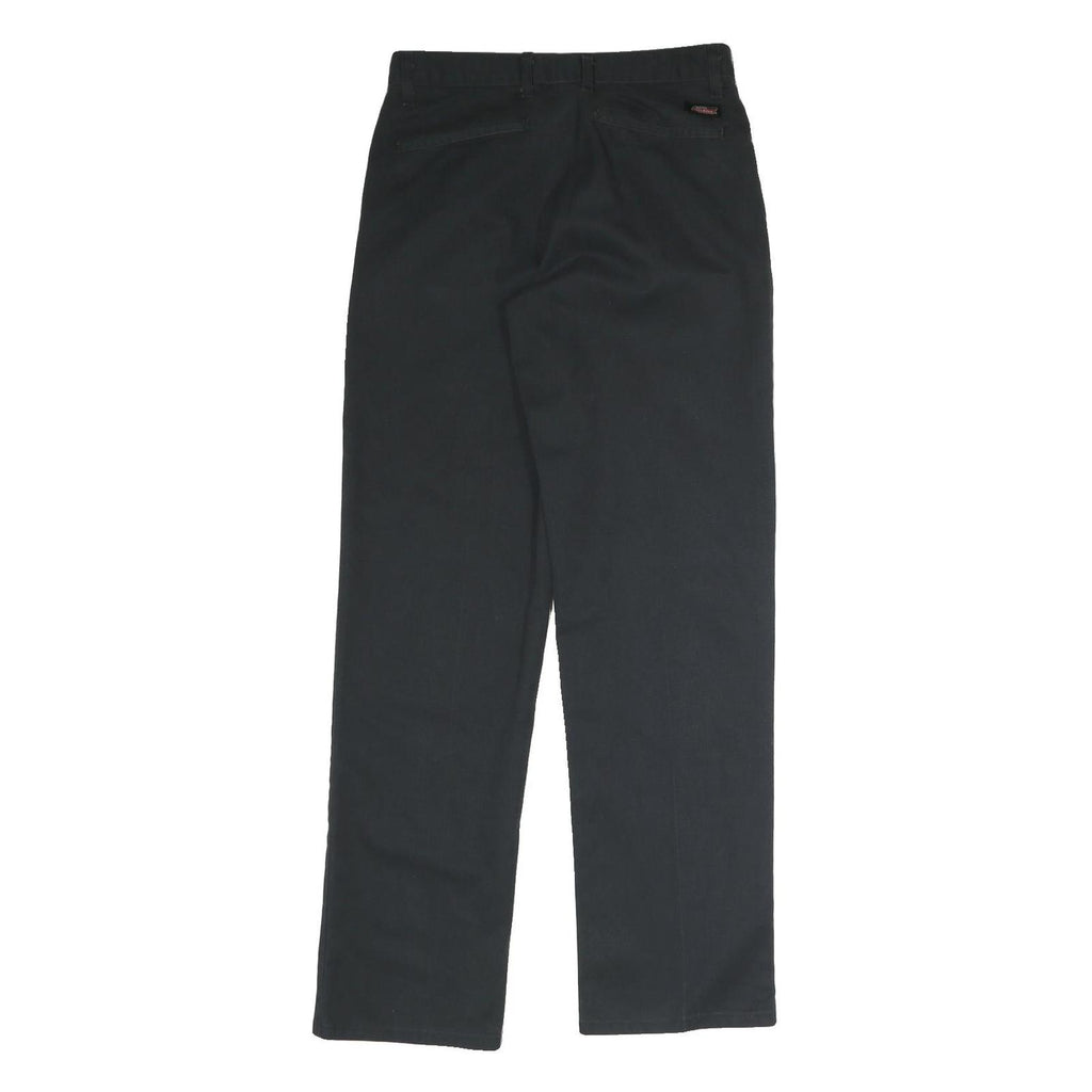 DICKIES Mens Cotton Black Regular Straight Trousers W28 L30 Classic Zip Closure