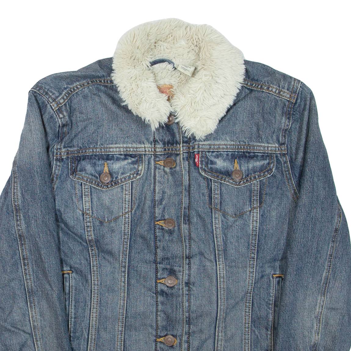 LEVI'S Womens Sherpa Lined Denim Jacket Blue M