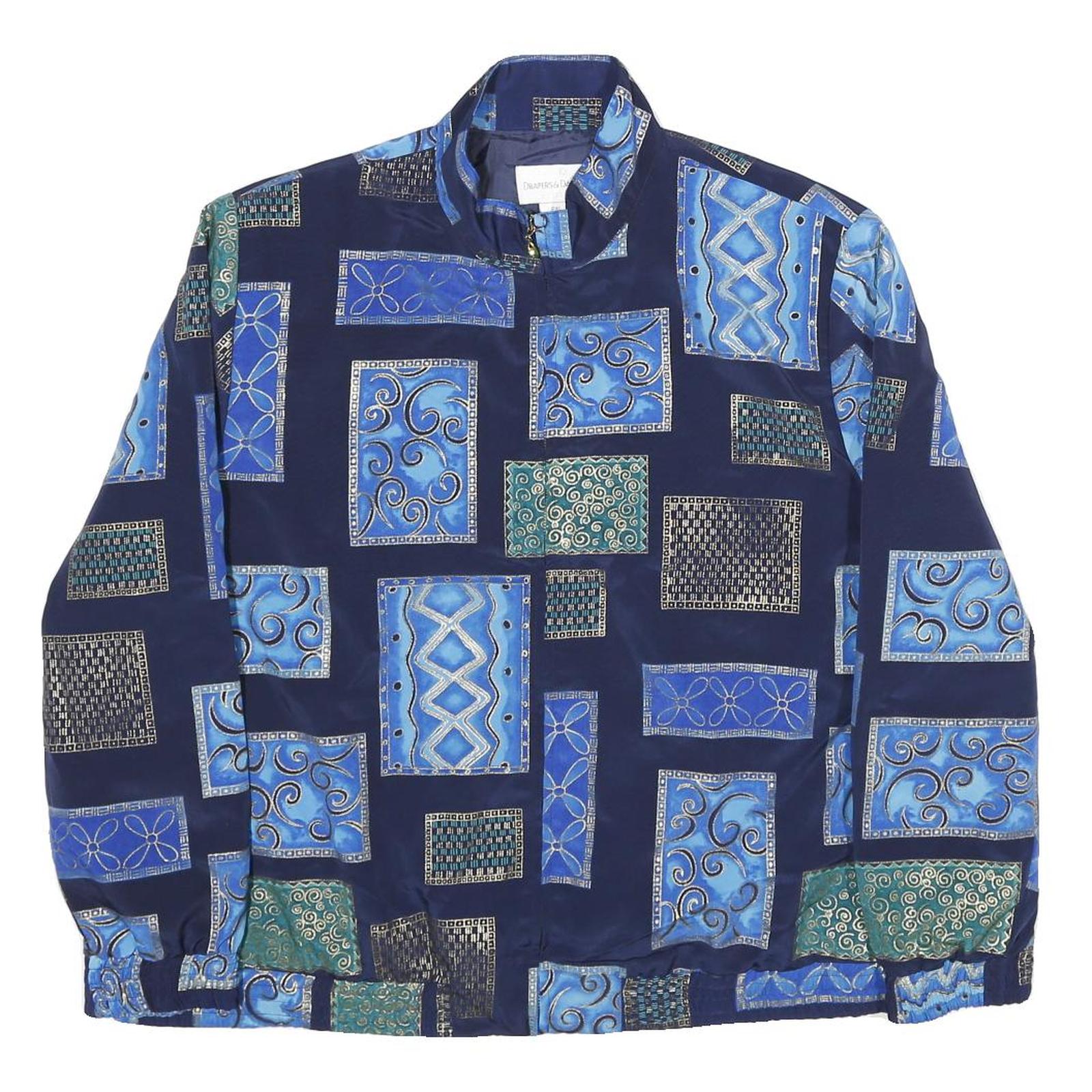DRAPER'S & DAMON'S Womens Blue Patchwork Printed Polyester Jacket XL Zip