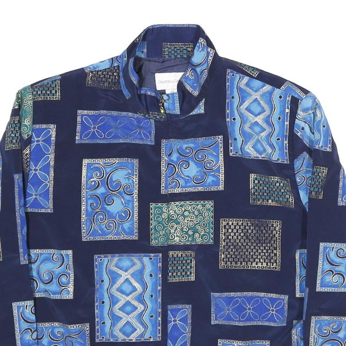 DRAPER'S & DAMON'S Womens Blue Patchwork Printed Polyester Jacket XL Zip
