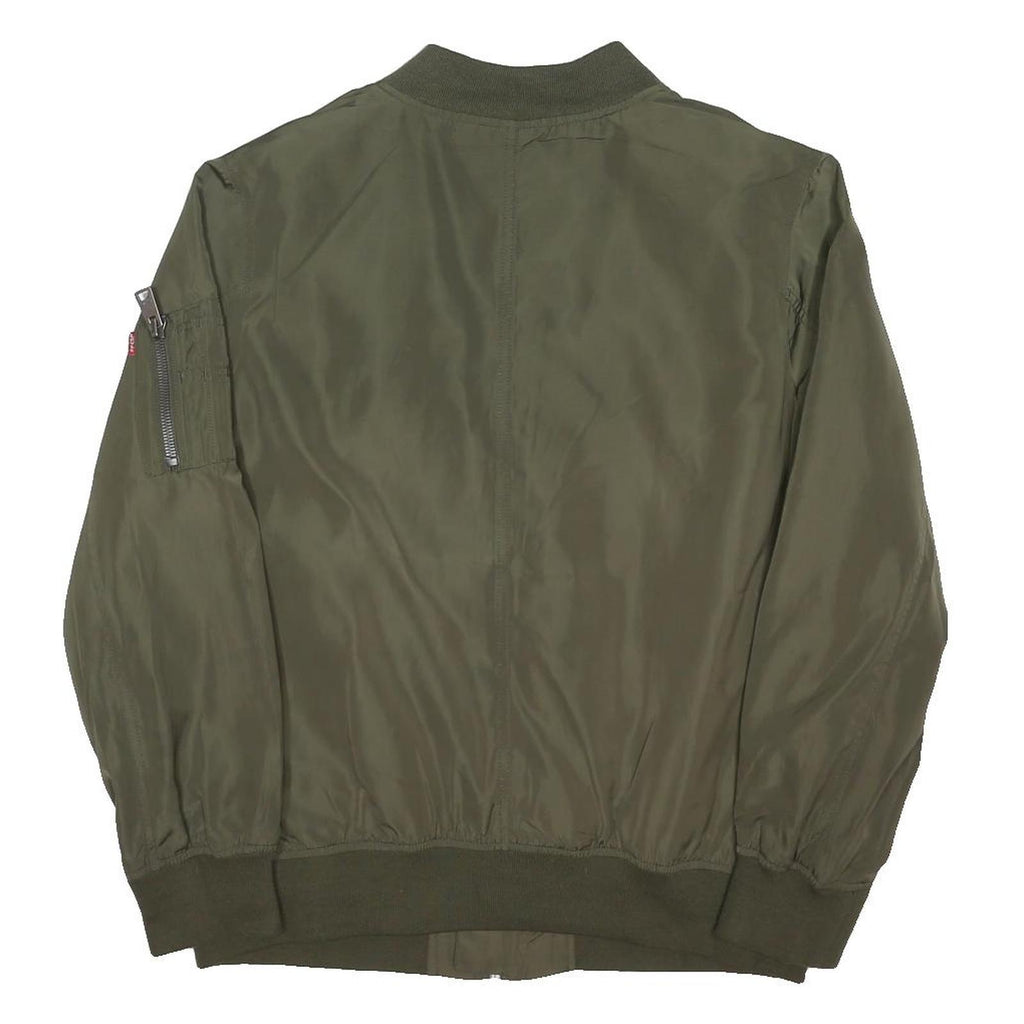LEVI'S Mens Green Polyester Blend Bomber Jacket XL Zip Plain Lightweight