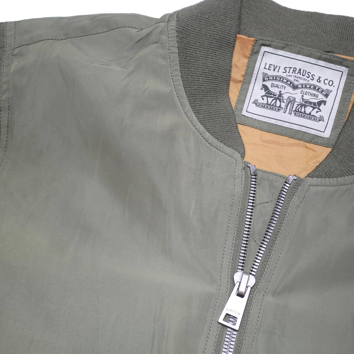 LEVI'S Mens Green Polyester Blend Bomber Jacket XL Zip Plain Lightweight