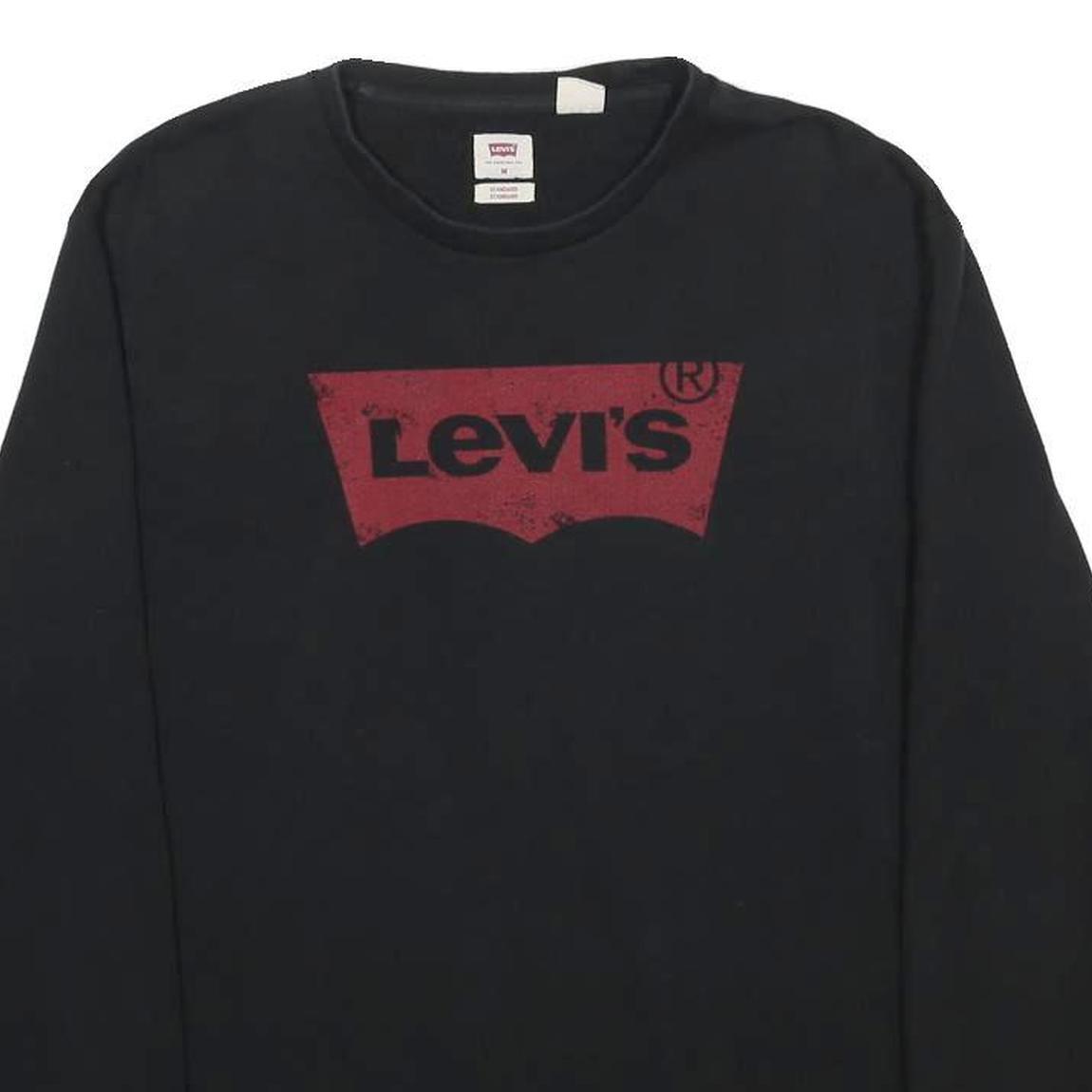 LEVI'S Mens Black Cotton Blend Crew Neck M Sweatshirt Pullover Casual Urban