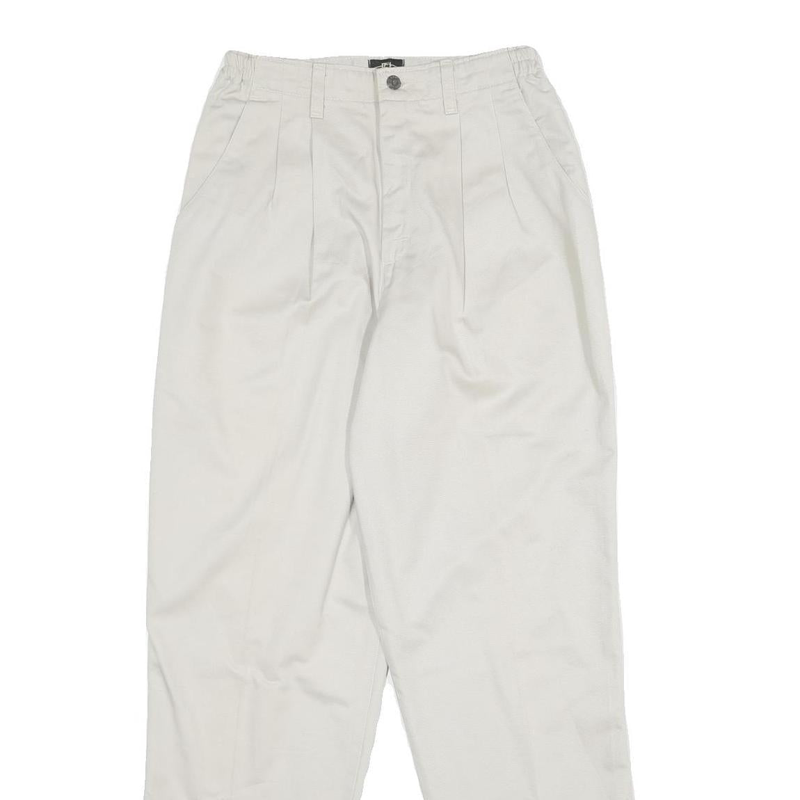 LEE Womens Cotton White Classic Straight Trousers W26 L30 Casual Summer Fit