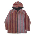 Mens Jacket Red Hooded Striped L