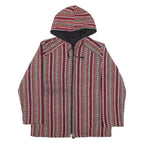 Mens Jacket Red Hooded Striped L