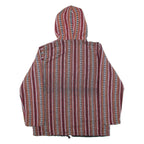 Mens Jacket Red Hooded Striped L