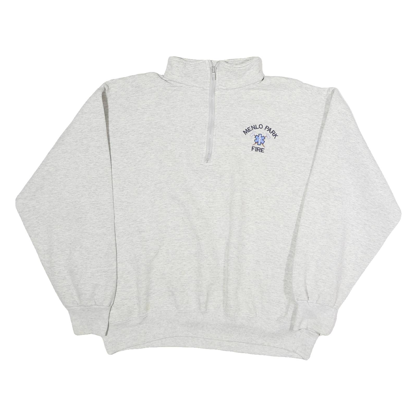 SPORTSMASTER Mens Grey Menlo Park Fire 1/4 Zip Pullover L Cotton Jersey Casual