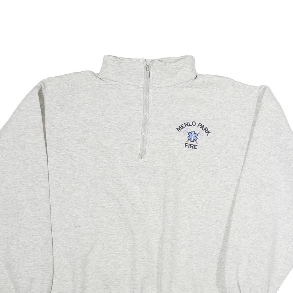SPORTSMASTER Mens Grey Menlo Park Fire 1/4 Zip Pullover L Cotton Jersey Casual