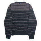 NAUTICA Mens Patterned Jumper Black Striped Crew Neck Tight Knit M