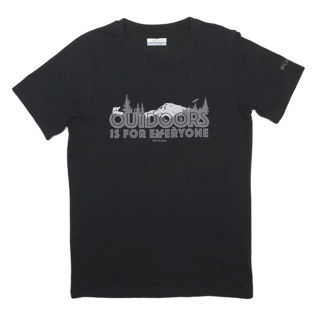 COLUMBIA Mens Black Outdoors Is For Everyone Graphic T-Shirt S Short Sleeve Crew
