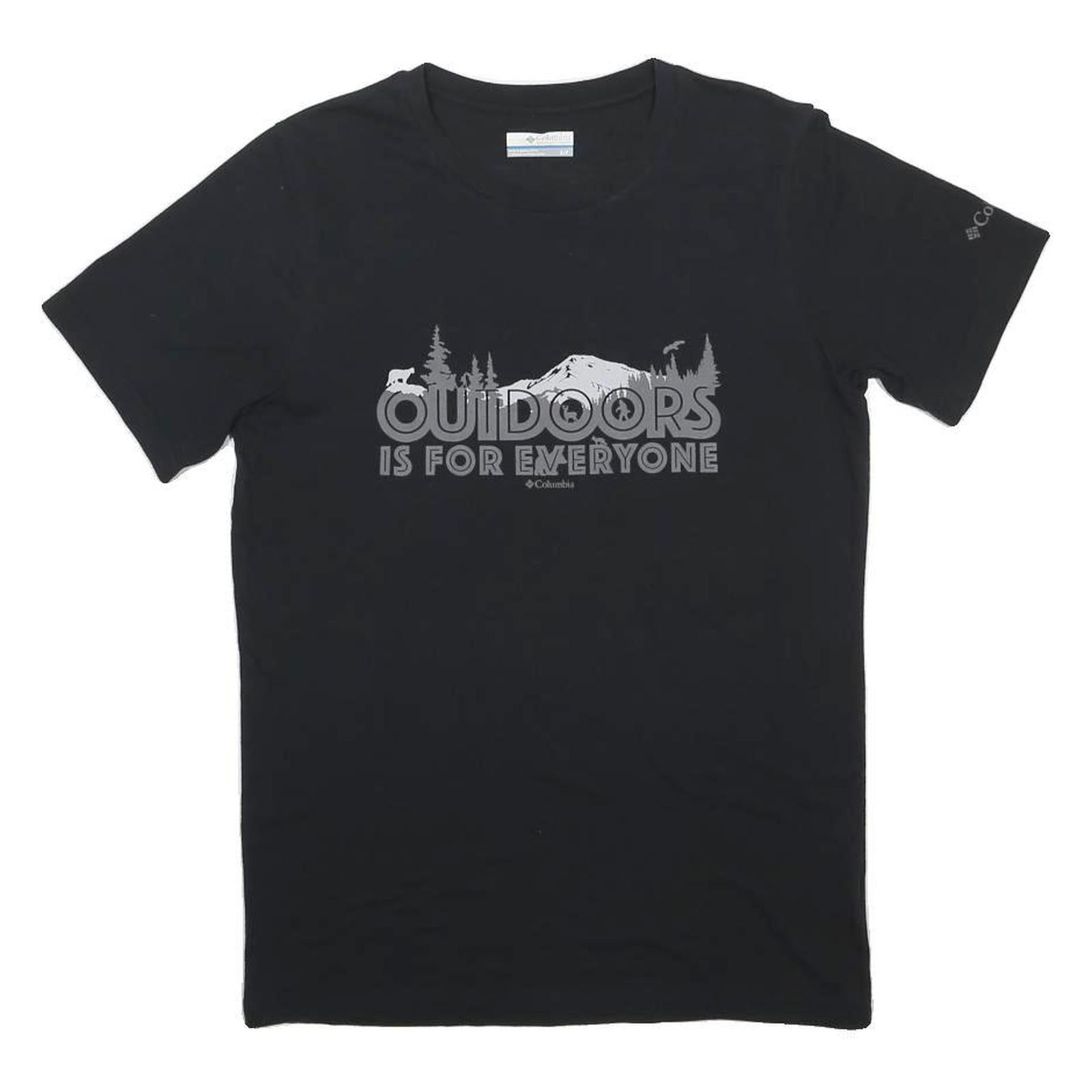 COLUMBIA Mens Black Outdoors Is For Everyone Graphic T-Shirt S Short Sleeve Crew