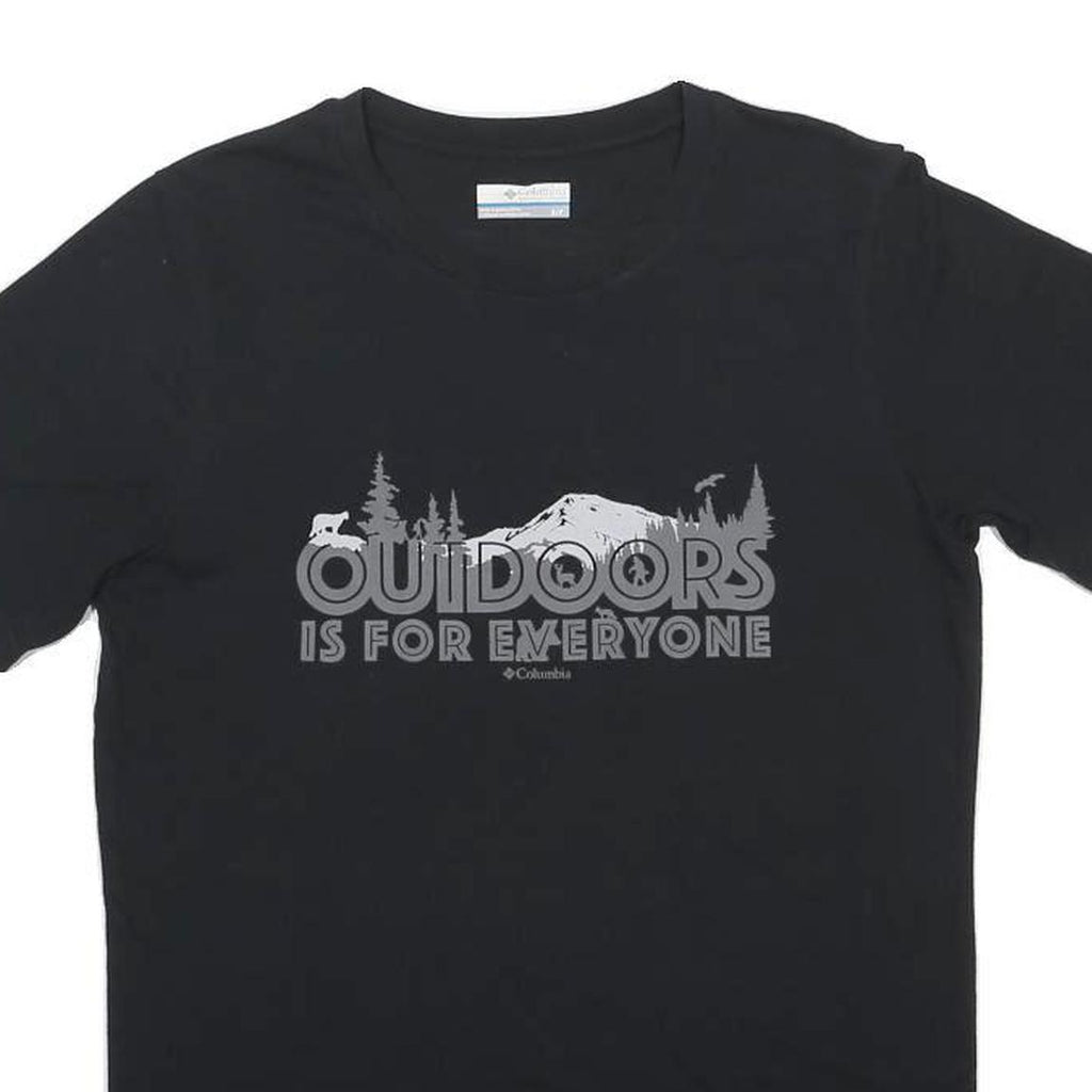 COLUMBIA Mens Black Outdoors Is For Everyone Graphic T-Shirt S Short Sleeve Crew