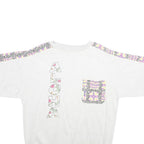 Mens White Sweatshirt XL Cotton Blend Crew Neck Short Sleeve Graphic Print