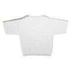 Mens White Sweatshirt XL Cotton Blend Crew Neck Short Sleeve Graphic Print