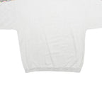 Mens White Sweatshirt XL Cotton Blend Crew Neck Short Sleeve Graphic Print