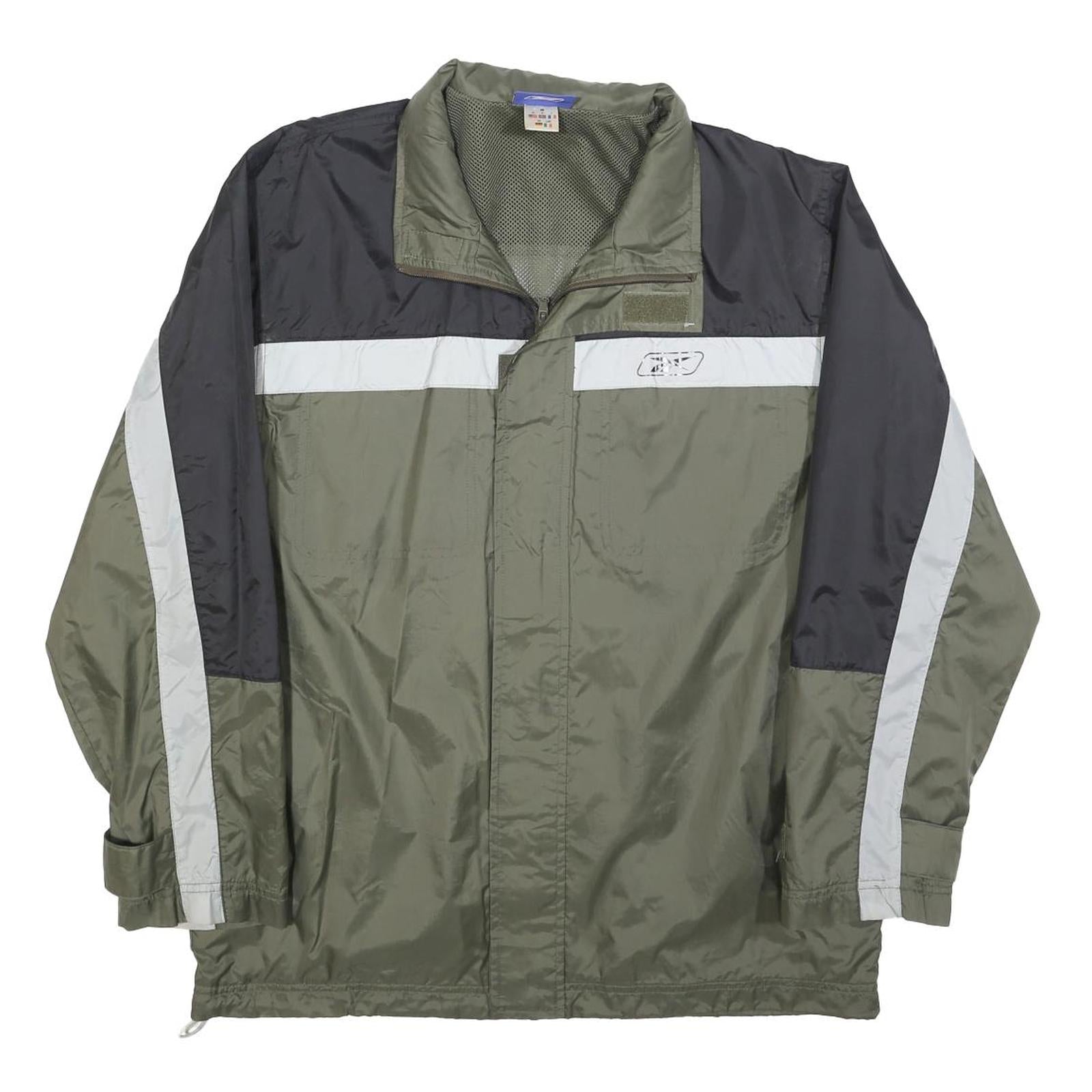 REEBOK Mens Green & Black Zip Jacket M Polyester Blend Sports Lightweight