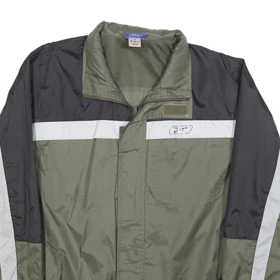 REEBOK Mens Green & Black Zip Jacket M Polyester Blend Sports Lightweight