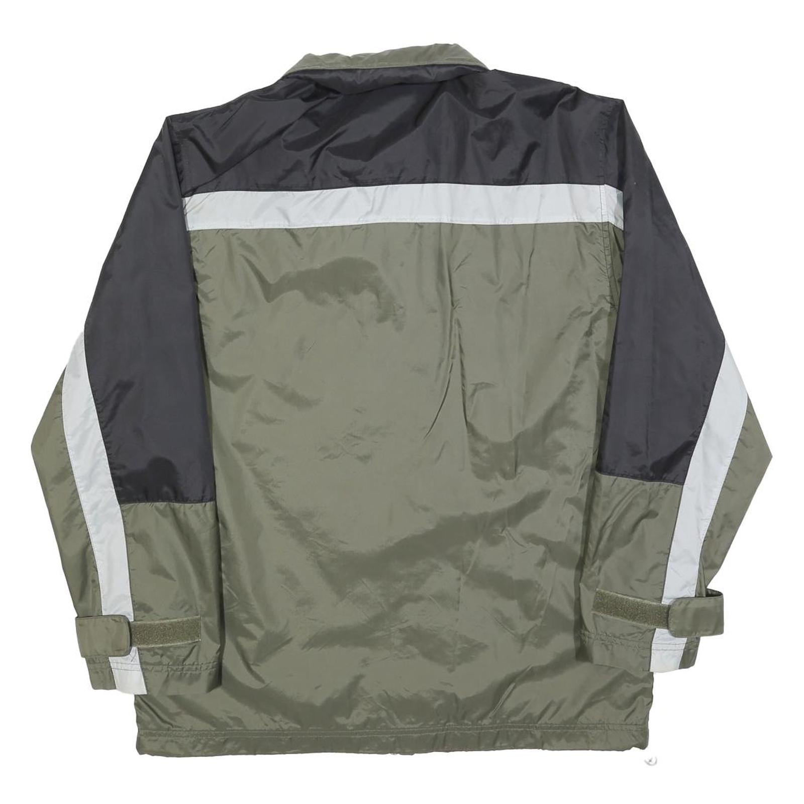 REEBOK Mens Green & Black Zip Jacket M Polyester Blend Sports Lightweight