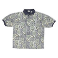 BUGLE BOY Mens Green & Beige Abstract Floral Short Sleeve Polo Shirt L Cotton
