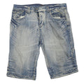 Mens Denim Blue Casual Cotton Blend Shorts L W38 Button Fly Pocketed
