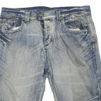 Mens Denim Blue Casual Cotton Blend Shorts L W38 Button Fly Pocketed