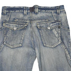 Mens Denim Blue Casual Cotton Blend Shorts L W38 Button Fly Pocketed