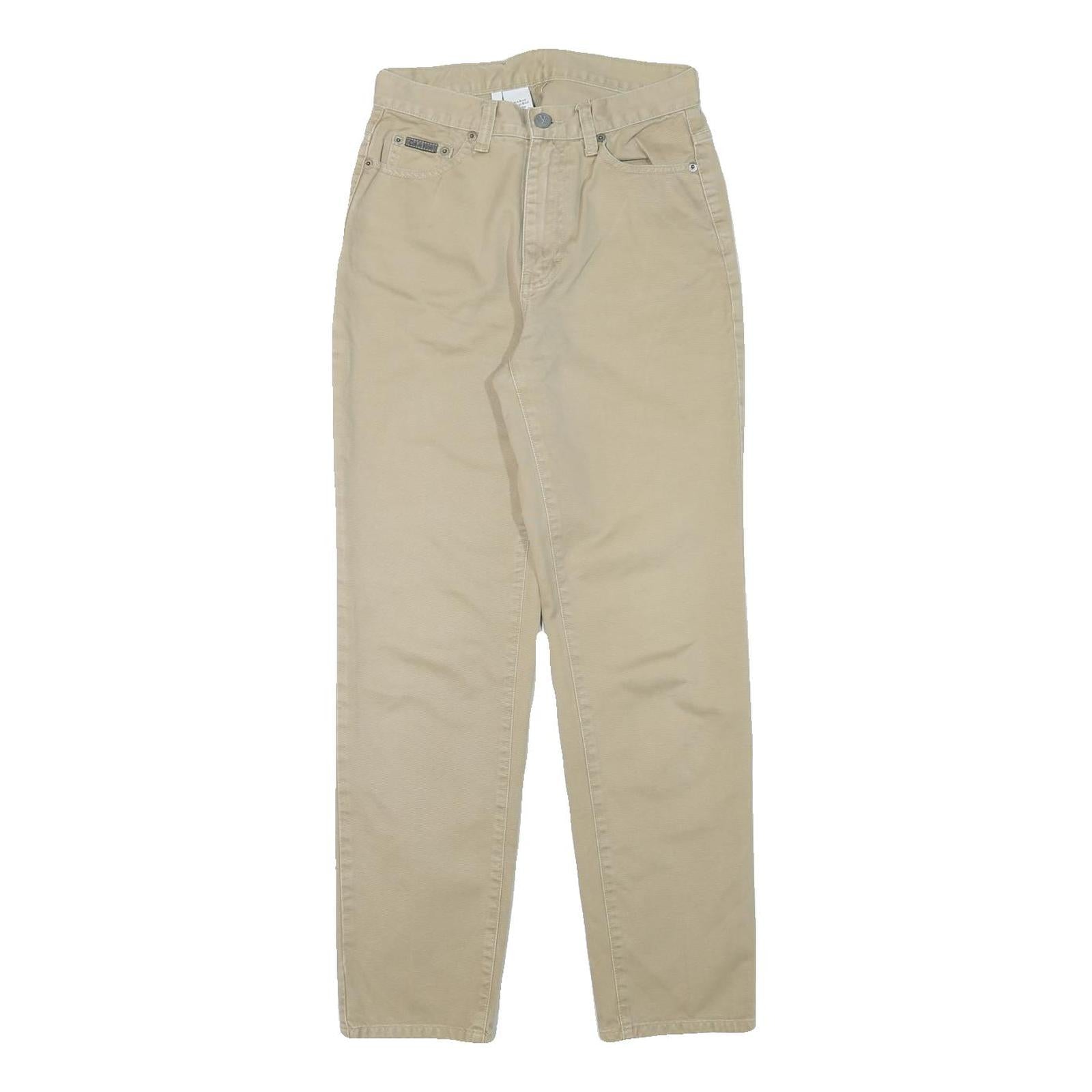 CALVIN KLEIN JEANS Womens Beige Cotton Blend Regular Leg Trousers W26 L28
