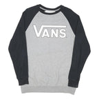 VANS Mens Grey & Black Crew Neck M Sweatshirt Cotton Blend Pullover Logo
